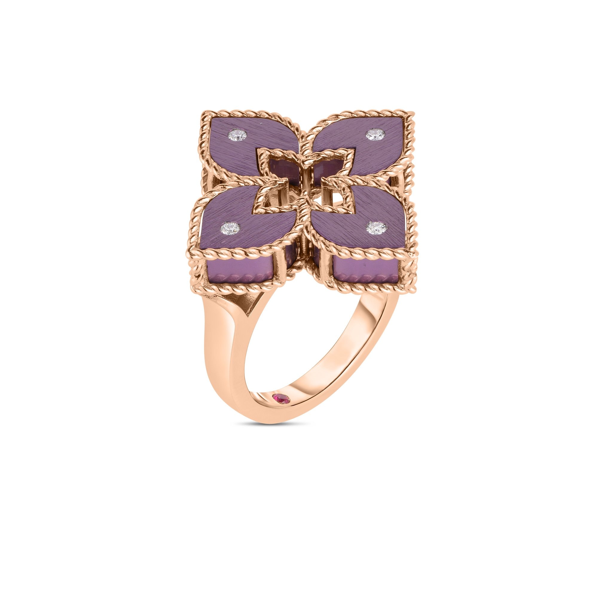 Purple diamond cheap flower ring